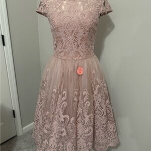 Chi Chi London Lace Dress in Blush Pink size small